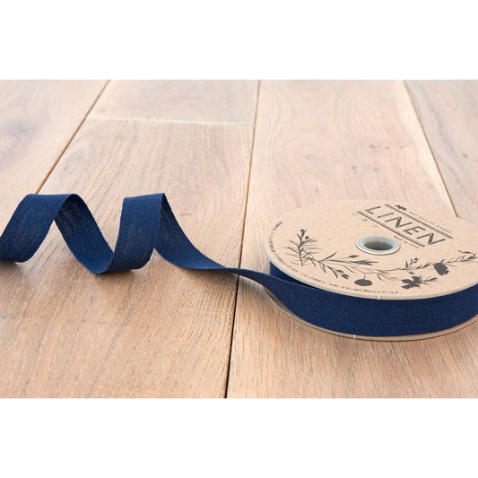 Ruban bleu 100 % lin | 10 cm