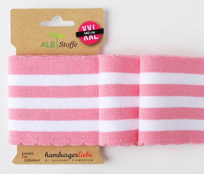 Bord-côte coton bio rose Cuff me Wave, Atelier-53