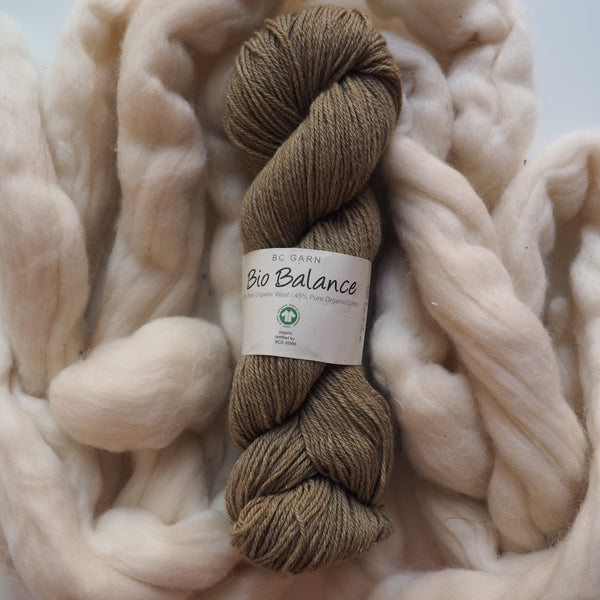 Mélange laine & coton, kaki clair - Bio Balance | 50 gr