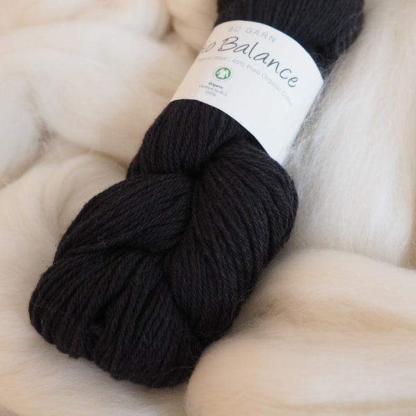Mélange laine & coton, noir - Bio Balance | 50 gr
