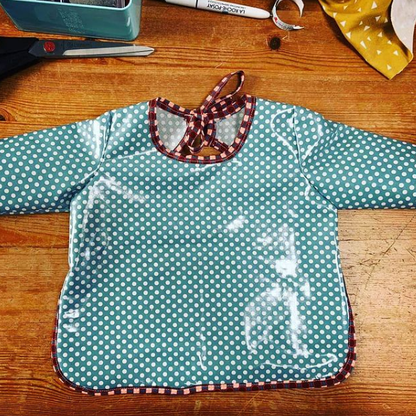 PUL/Coton bio laminé bleu "Pois" | 10 cm