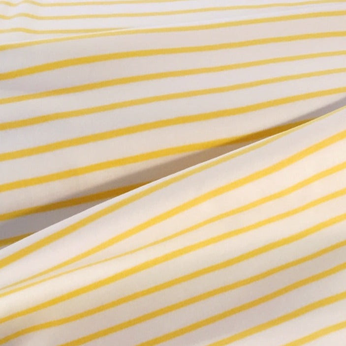 Jersey-interlock coton bio écru rayé jaune, Atelier-53