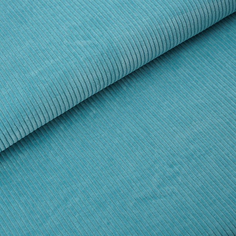 Velours côtelé doux extensible 'bleu océan' | 10 cm