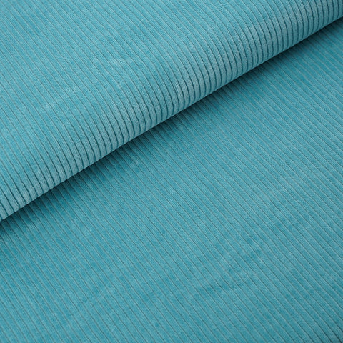 Velours côtelé doux extensible 'bleu océan' | 10 cm