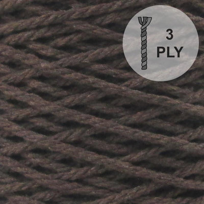 Corde en coton recyclé 3PLY 4 mm/160 m, "Chocolat" - 500 gr