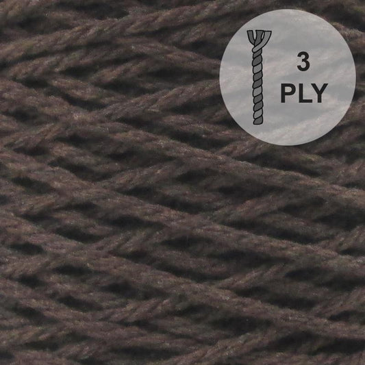 Corde en coton recyclé 3PLY 4 mm/160 m, "Chocolat" - 500 gr